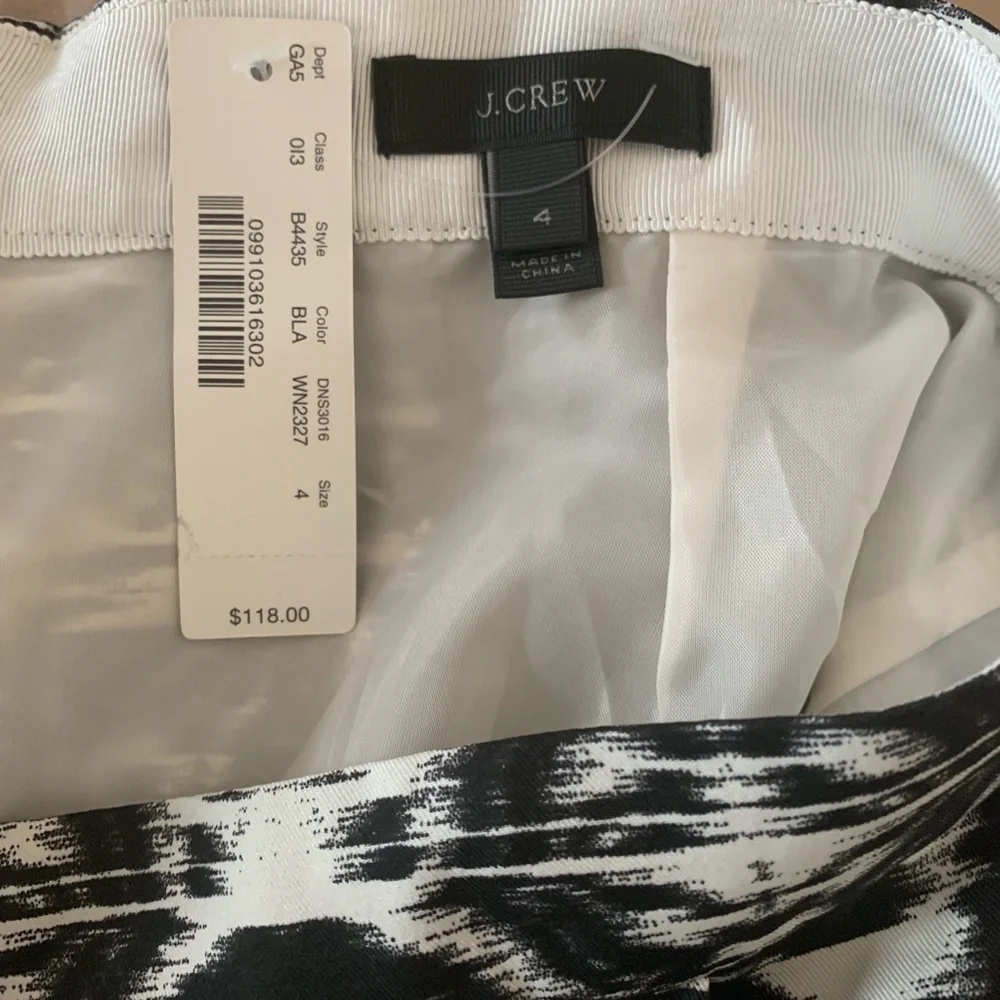 J. Crew Satin Pleated Black/White Mini Skirt